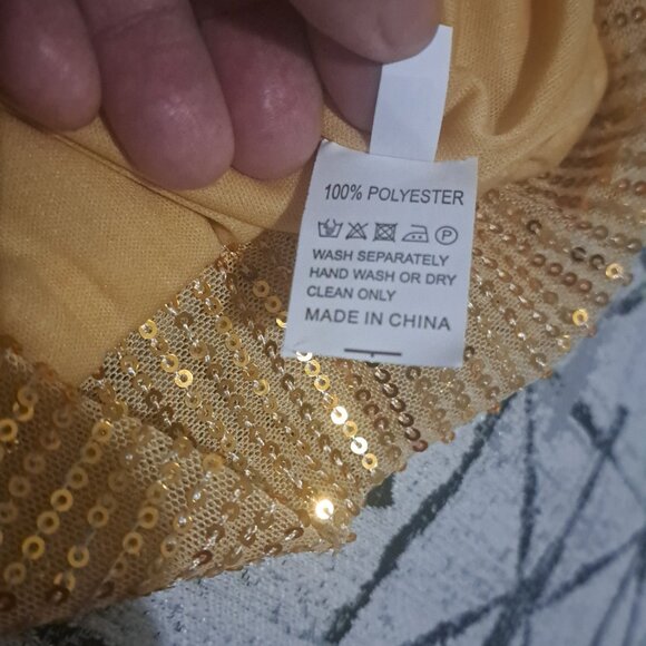 Pretty Guide Women's Sparkle Sequin Top Cutout 3/4 Batwing Sleeve Gold Medium - Picture 10 of 10